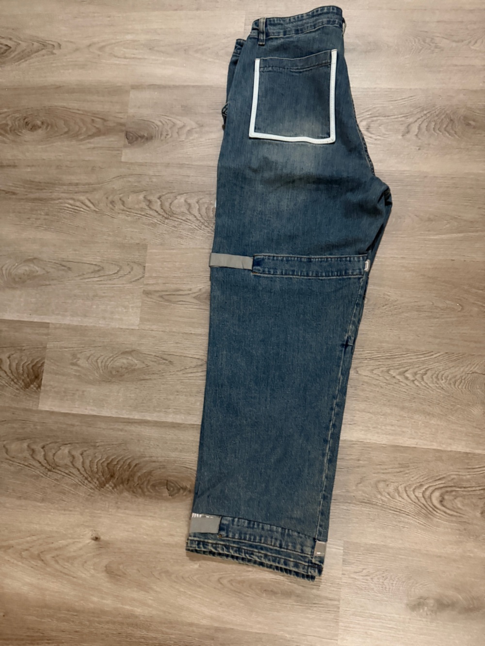 Women’s  Blue Denim Carpenter Jeans with Reflective Trim - Picture 11 of 12